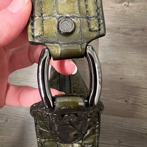 Cole Haan Green Patent Leather Crocodile Print Shoulderbag - Picture 5 of 11